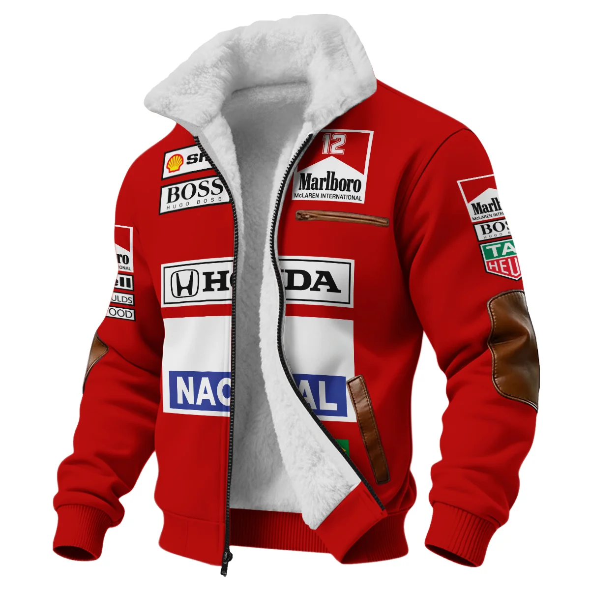 1988 Ayrton Senna Honda Race Suit Marlboro McLaren Fleece Jacket BL3725A2FJ - Image 2
