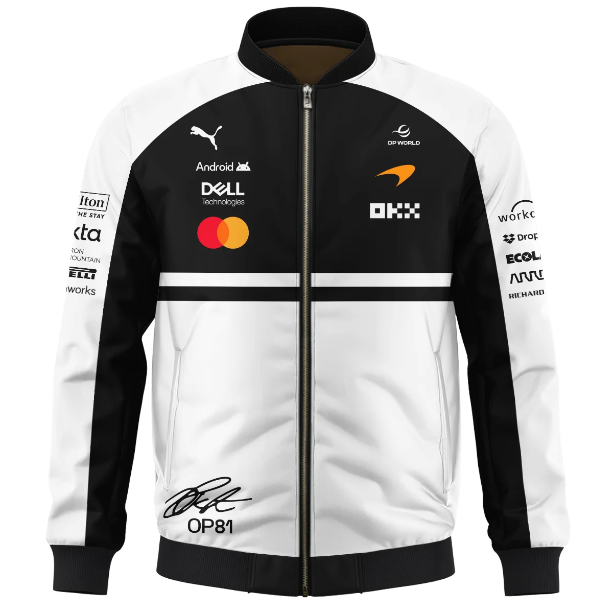 2026 Oscar Piastri 81 McLaren F1 Teamwear Bomber BLOP25326A2BB - White - Image 2