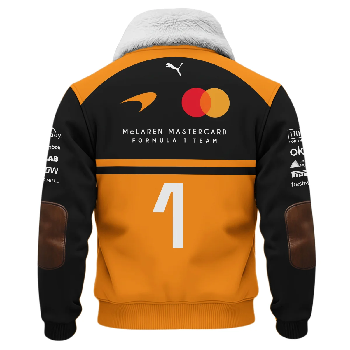2026 Lando Norris 1 McLaren F1 Teamwear Fleece Jacket BLNR25326A1FJ - Orange - Image 3
