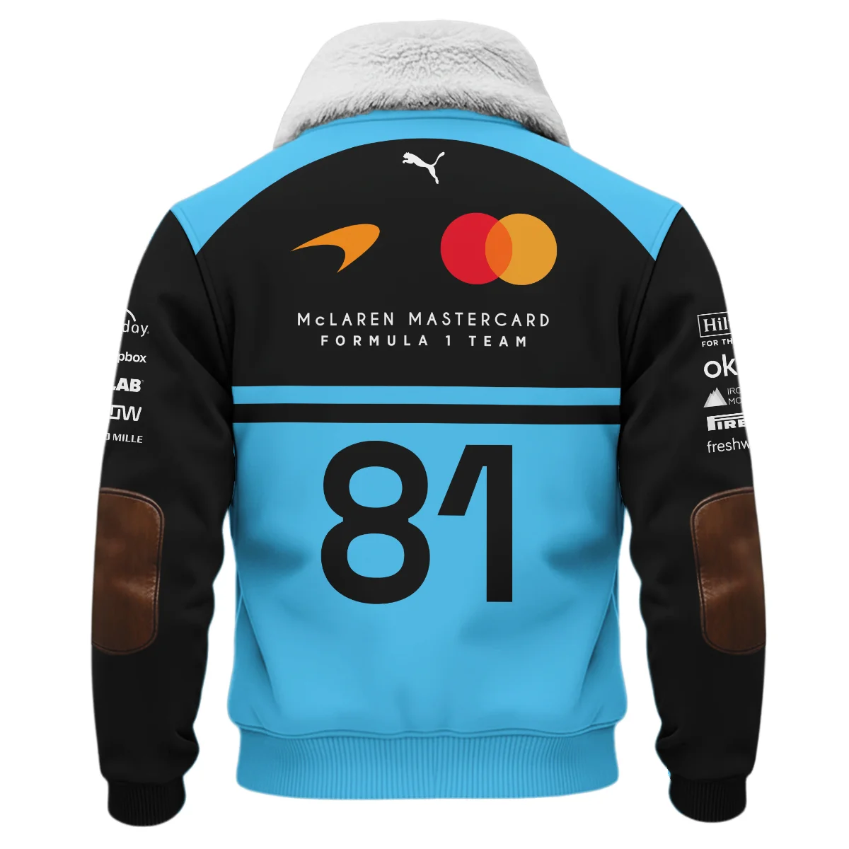 2026 Oscar Piastri 81 McLaren F1 Teamwear Fleece Jacket BLOP25326A3FJ - Cyan - Image 3