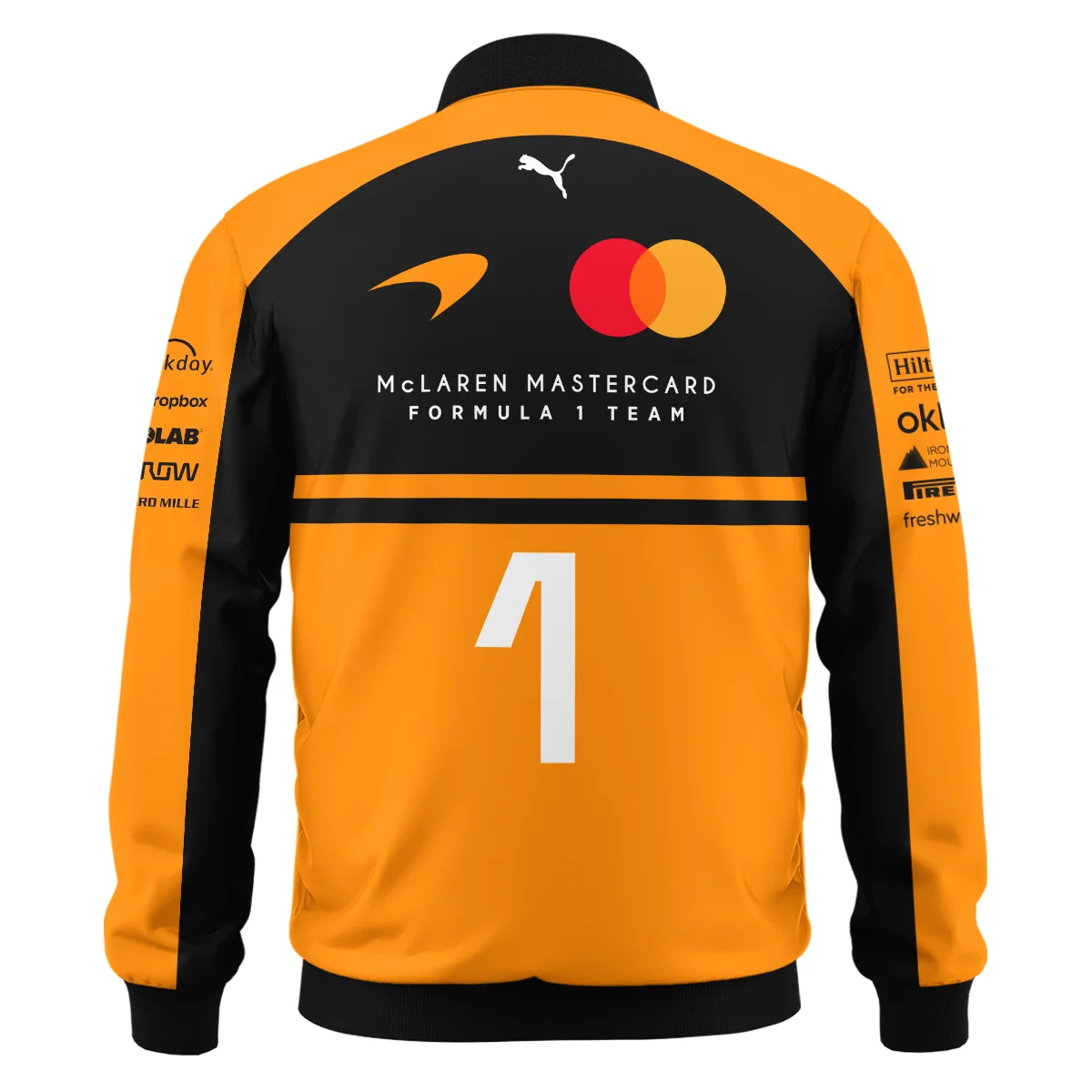 2026 Lando Norris 1 McLaren F1 Teamwear Bomber BLNR25326A1BB - Orange - Image 3