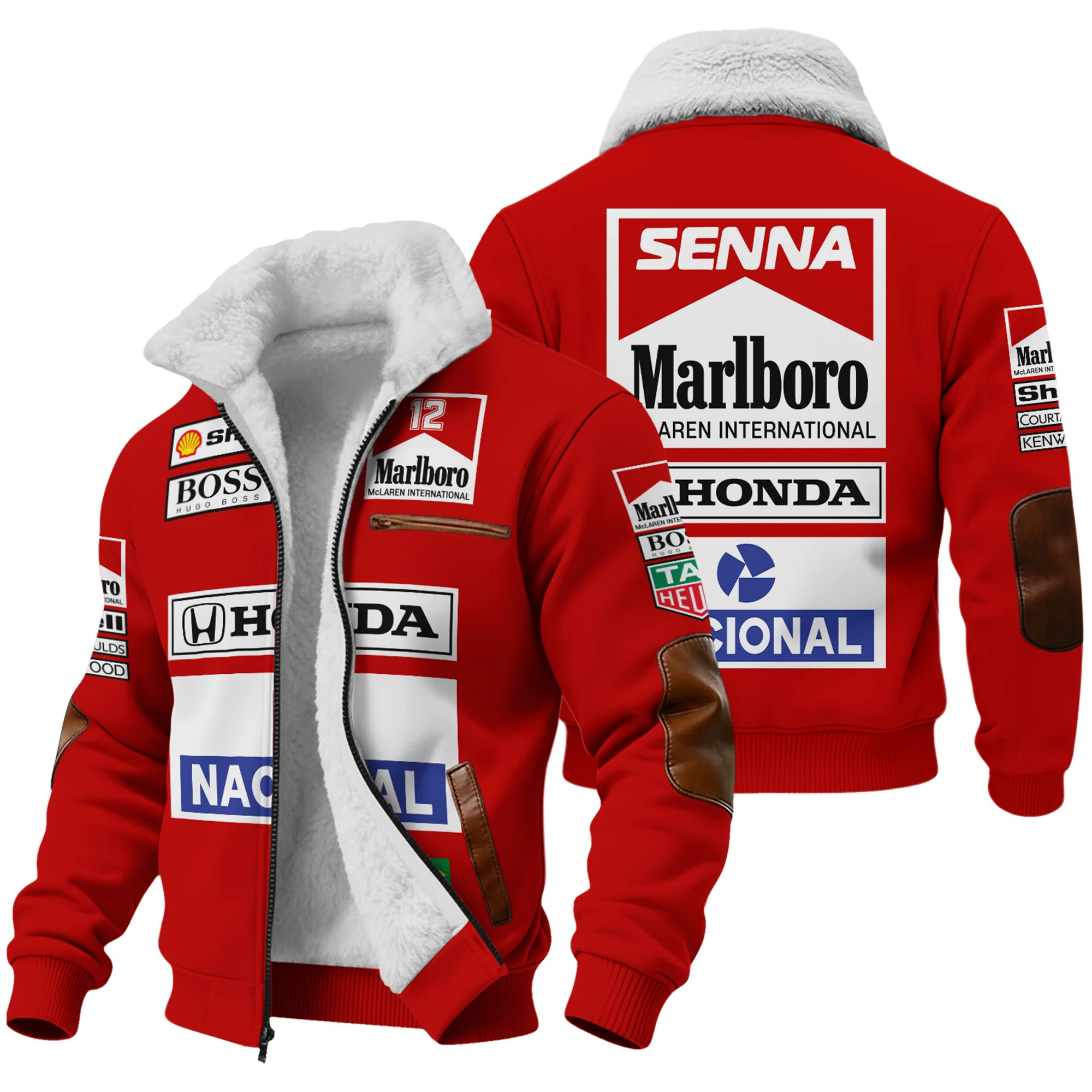 1988 Ayrton Senna Honda Race Suit Marlboro McLaren Fleece Jacket BL3725A2FJ