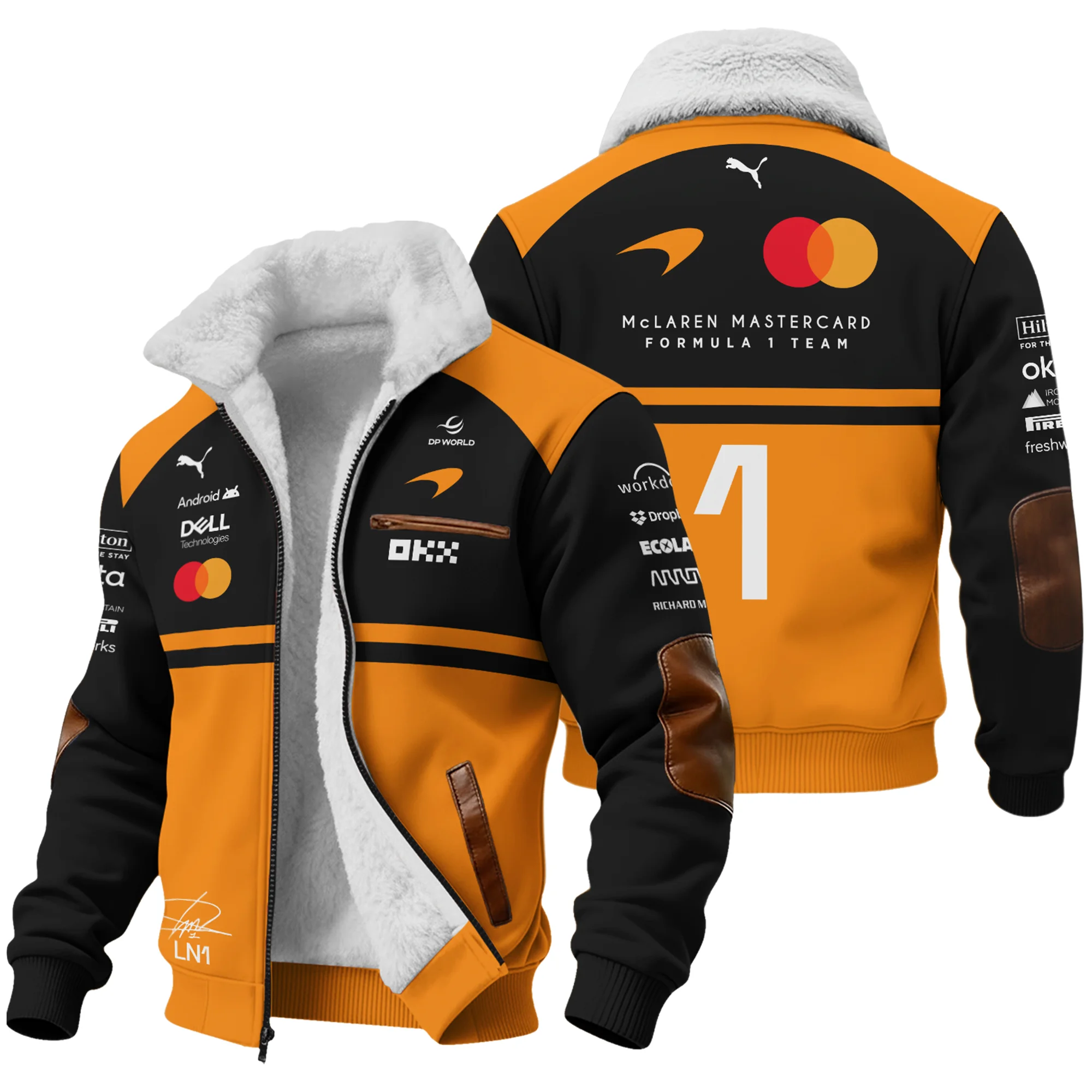 2026 Lando Norris 1 McLaren F1 Teamwear Fleece Jacket BLNR25326A1FJ - Orange
