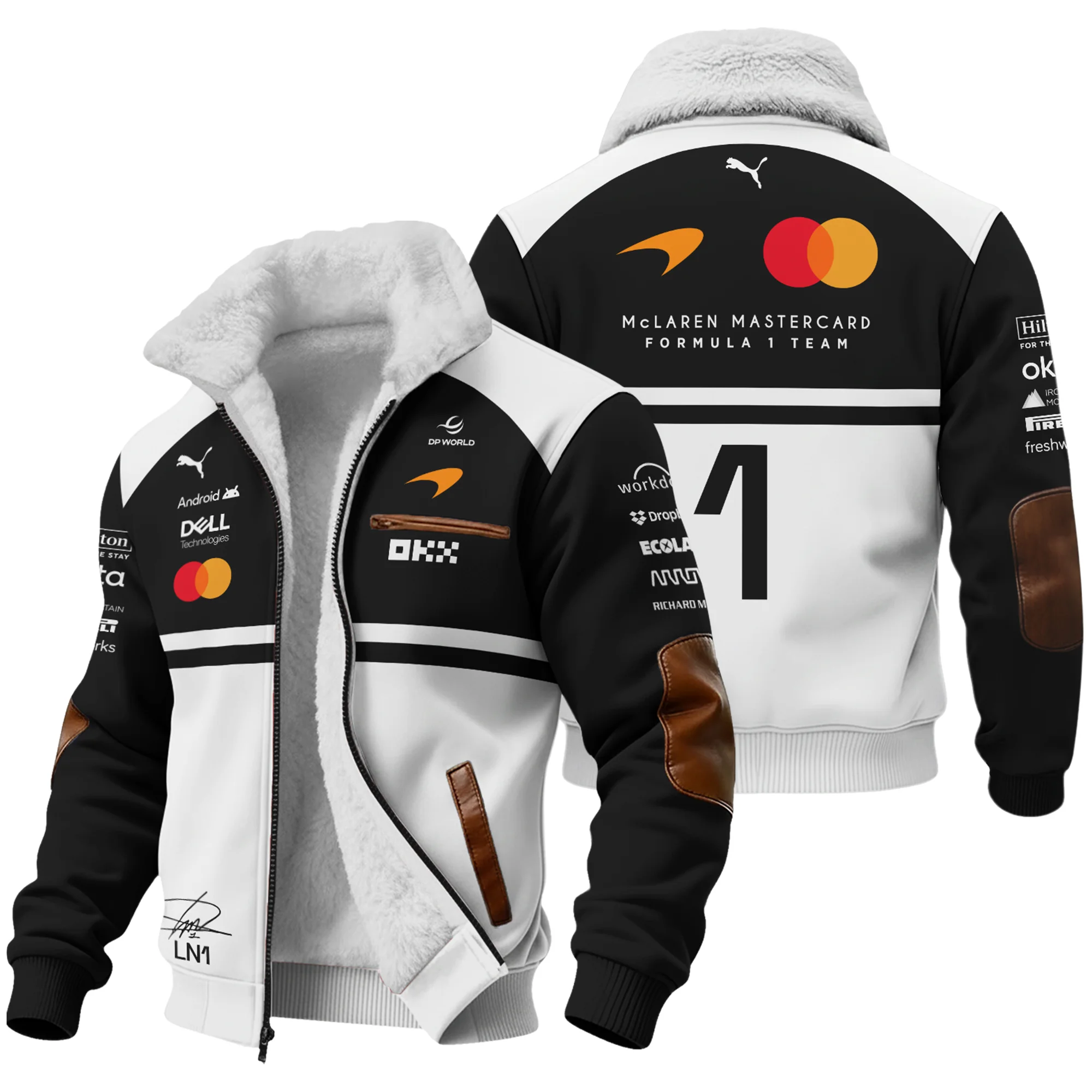 2026 Lando Norris 1 McLaren F1 Teamwear Fleece Jacket BLNR25326A2FJ - White