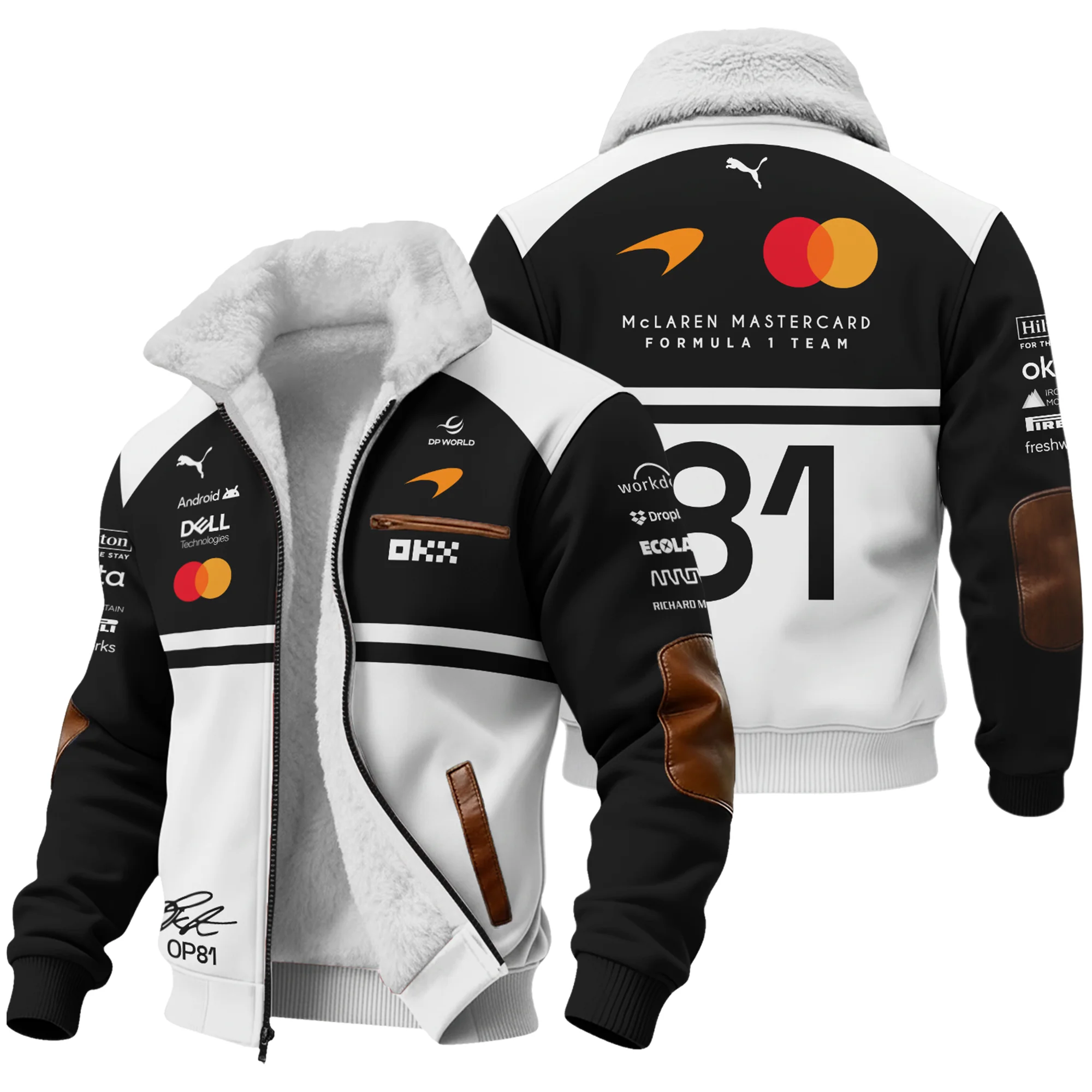 2026 Oscar Piastri 81 McLaren F1 Teamwear Fleece Jacket BLOP25326A2FJ - White