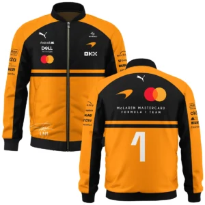 2026 Lando Norris 1 McLaren F1 Teamwear Bomber BLNR25326A1BB - Orange