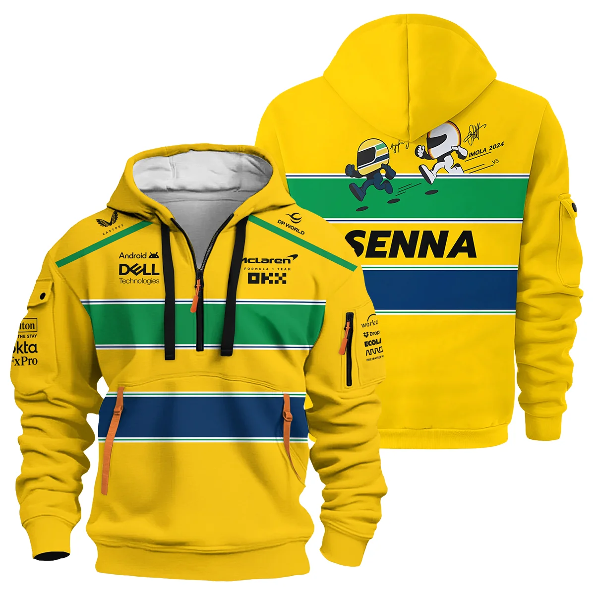 Ayrton Senna The Racing Legend McLaren F1 Hoodie Half Zipper BLF13625A1HDF - F1 Fan Gear