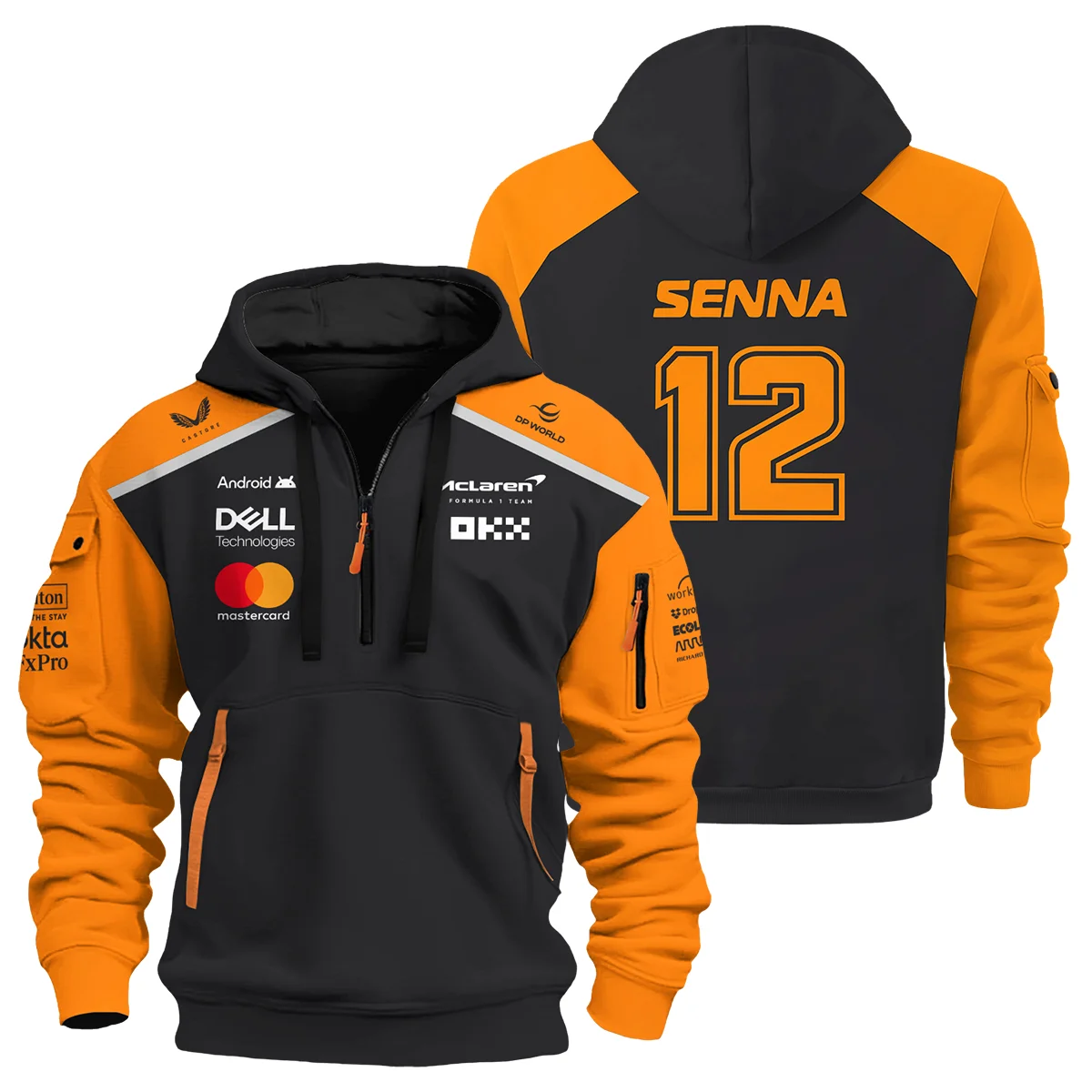 Ayrton Senna The Racing Legend McLaren F1 Hoodie Half Zipper BLF16625A1HDF - Trackside Outfit