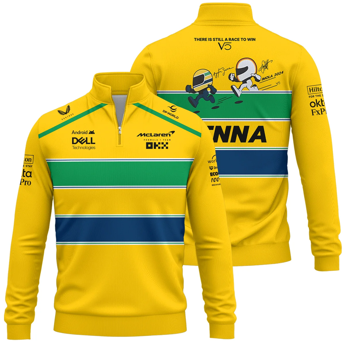 Ayrton Senna The Racing Legend McLaren F1 Quarter-Zip Sweatshirt BLF13625A1QZS - Race Day Design