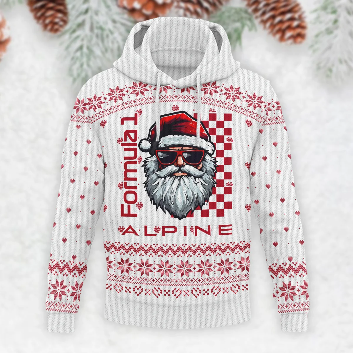 Badass Santa Racing Alpine Formula 1 - Knitted Hoodie BLVAF12209250A27ALP - Image 2