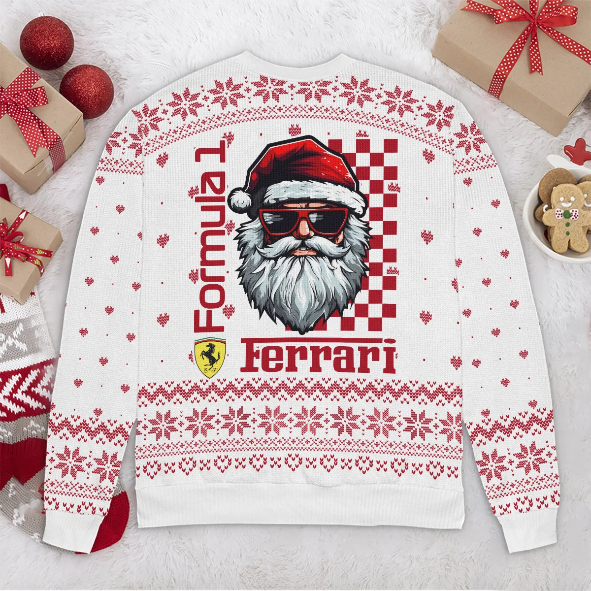Badass Santa Racing Ferrari Formula 1 - Ugly Sweater BLVAF1220925A27FRR - Image 6