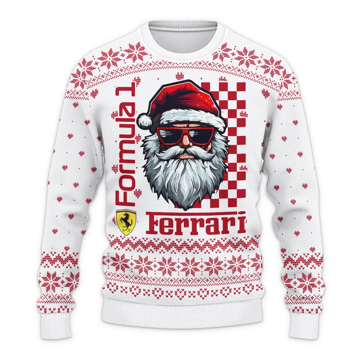 Badass Santa Racing Ferrari Formula 1 - Ugly Sweater BLVAF1220925A27FRR - Image 2