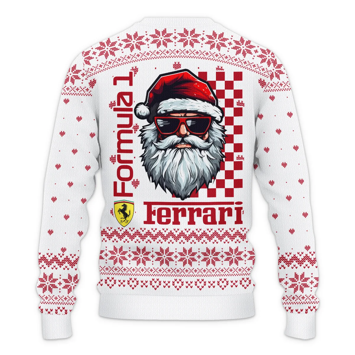 Badass Santa Racing Ferrari Formula 1 - Ugly Sweater BLVAF1220925A27FRR - Image 3
