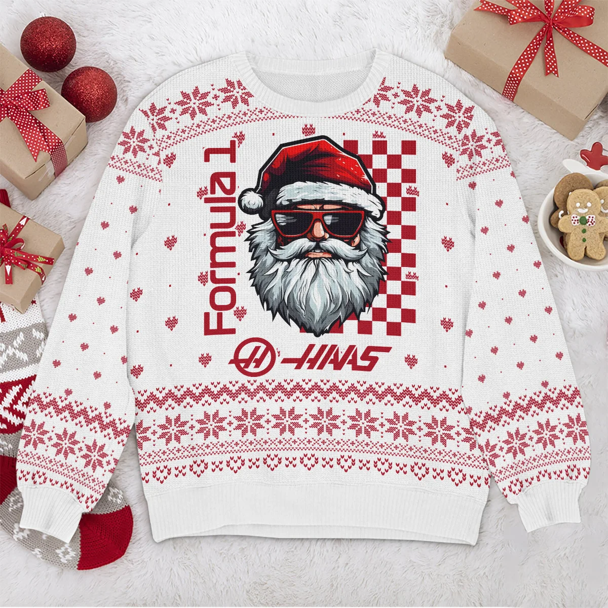 Badass Santa Racing Haas Formula 1 - Ugly Sweater BLVAF1220925A27HAAS - Image 4