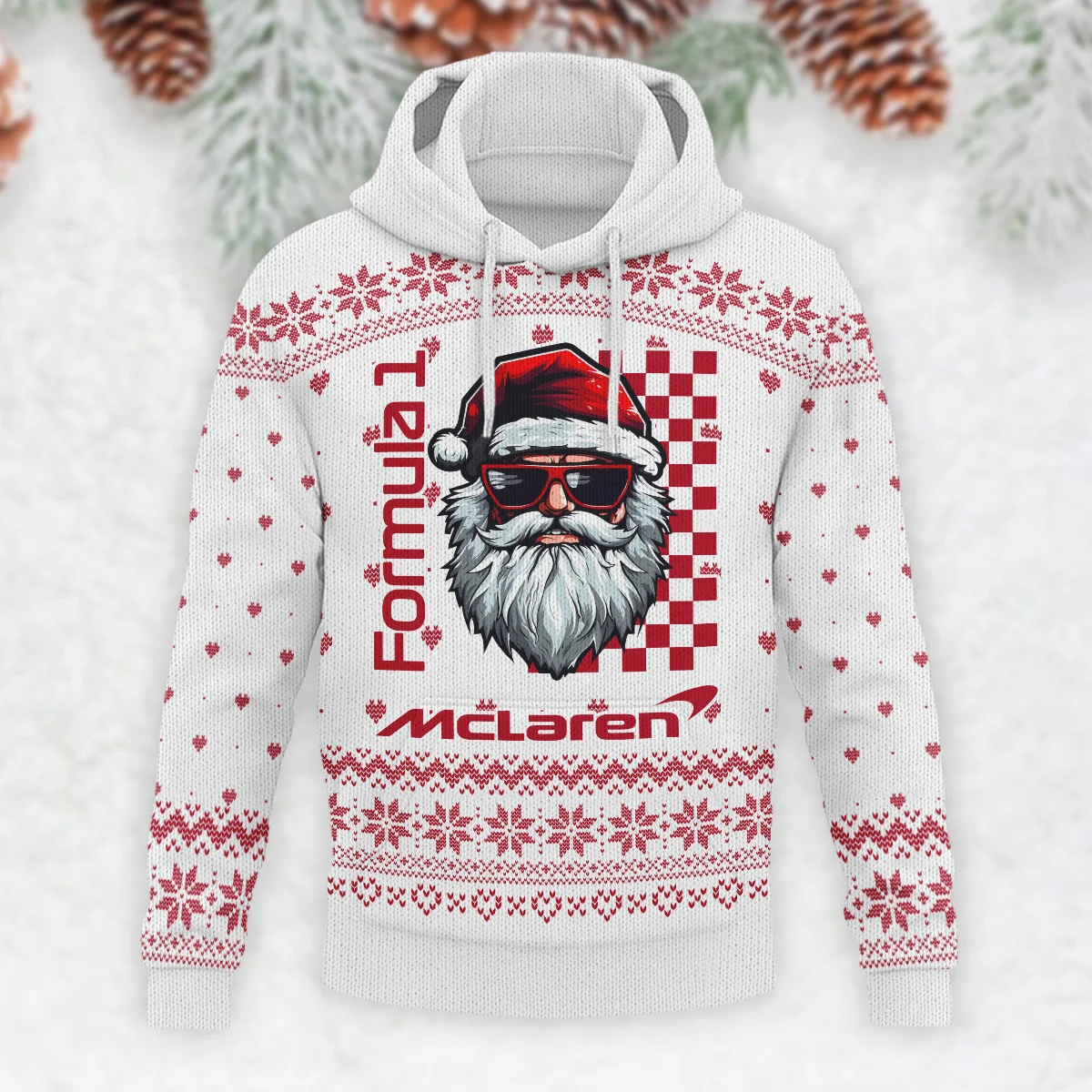 Badass Santa Racing McLaren Formula 1 - Knitted Hoodie BLVAF12209250A27MCL - Image 2