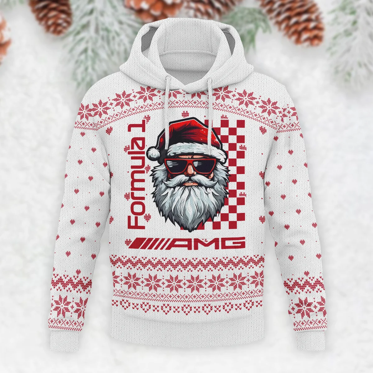 Badass Santa Racing Mercedes Formula 1 - Knitted Hoodie BLVAF12209250A27MER - Image 2
