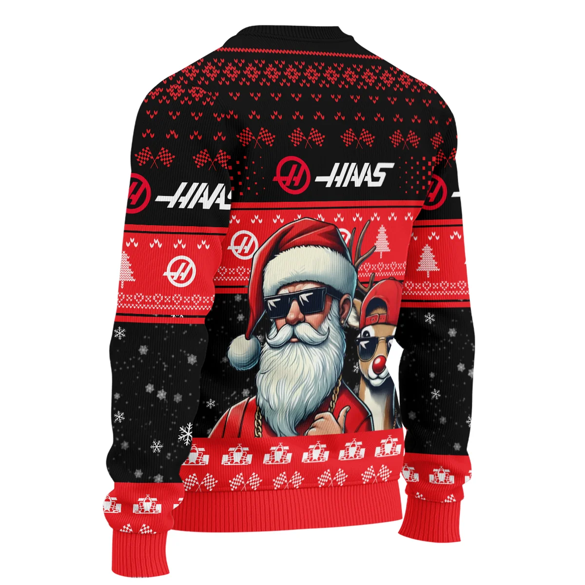 Badass Santa Reindeer Haas Formula 1 - Ugly Sweater BLVAF1220925A23HAAS - Image 5