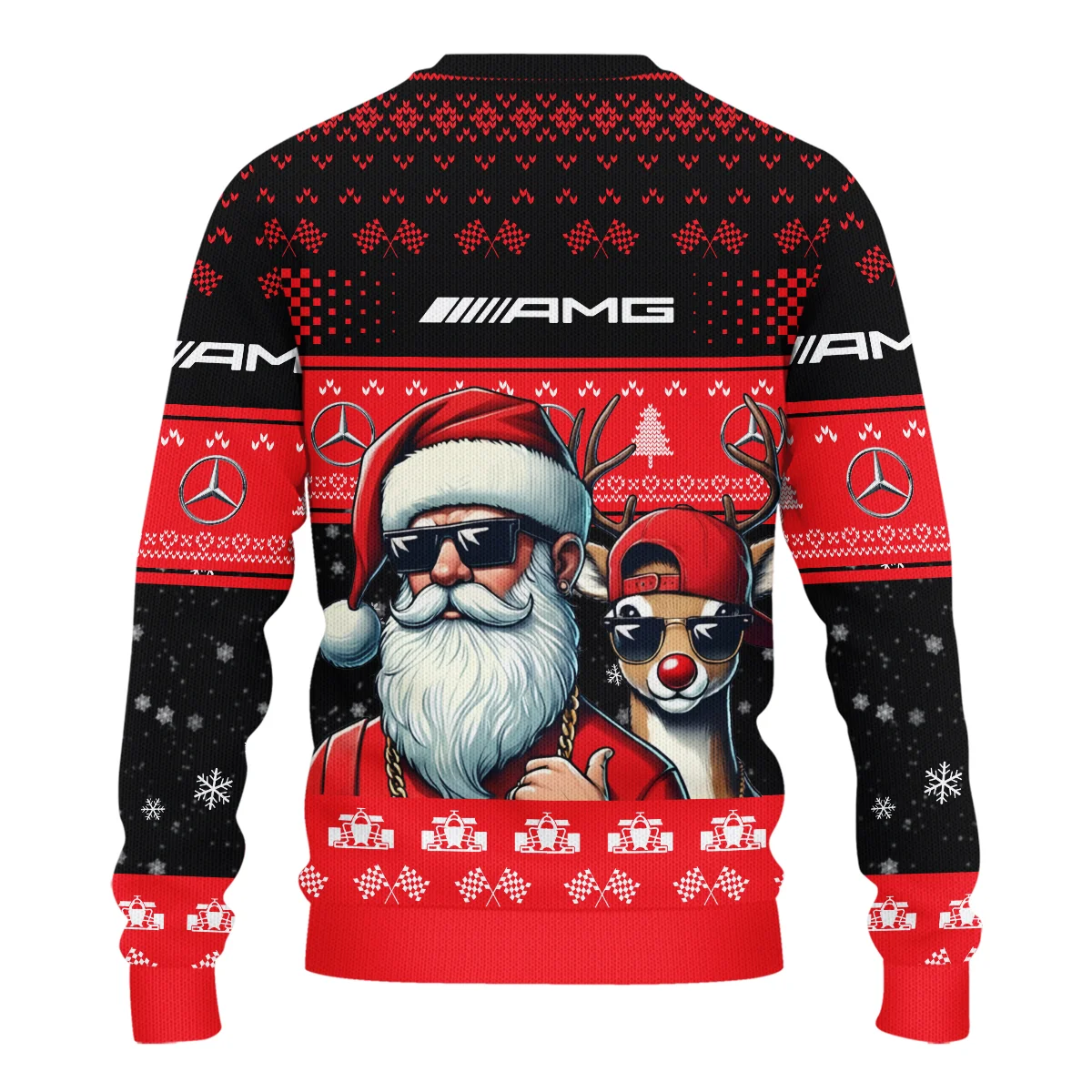 Badass Santa Reindeer Mercedes Formula 1 - Ugly Sweater BLVAF1220925A23MER - Image 3