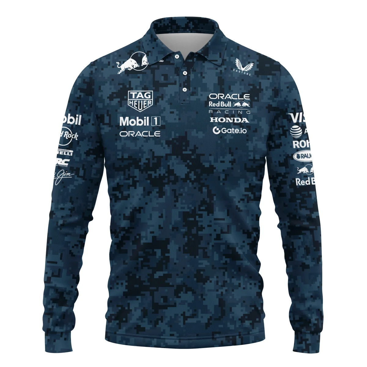Camo Pattern Red Bull Racing x Hypebeast Replica Long Polo Shirt BLRBR11025A1LPL - Image 2