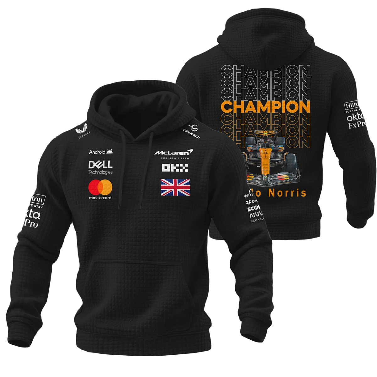Champion 2025 Lando Norris McLaren F1 Team Hoodie Quilted Waffle BLVALN051225A1HQW - Motorsport Apparel