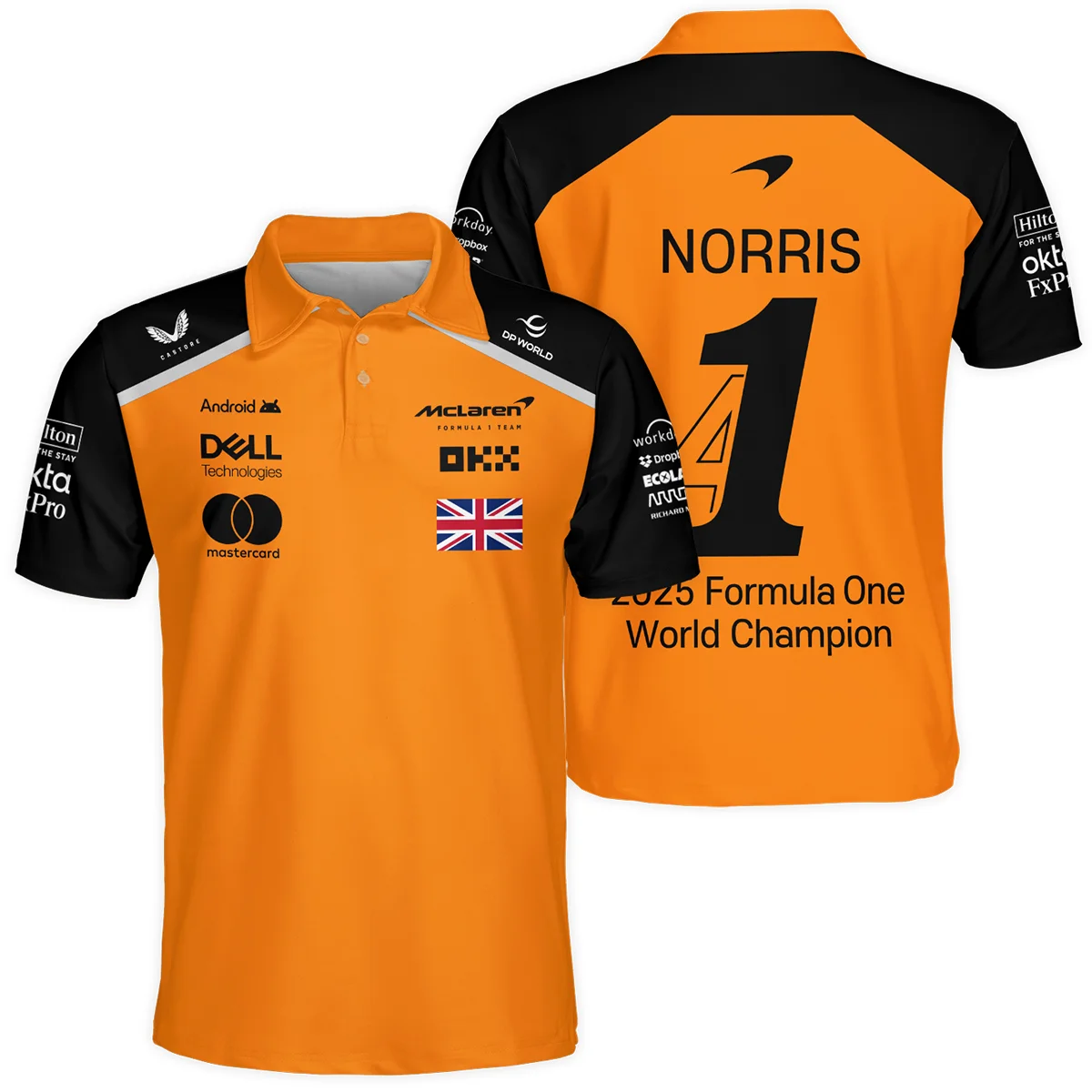 Champion From #4 to #1 Lando Norris McLaren F1 Team Polo Shirt BLNRWDCA1PL - Race Day Outfit