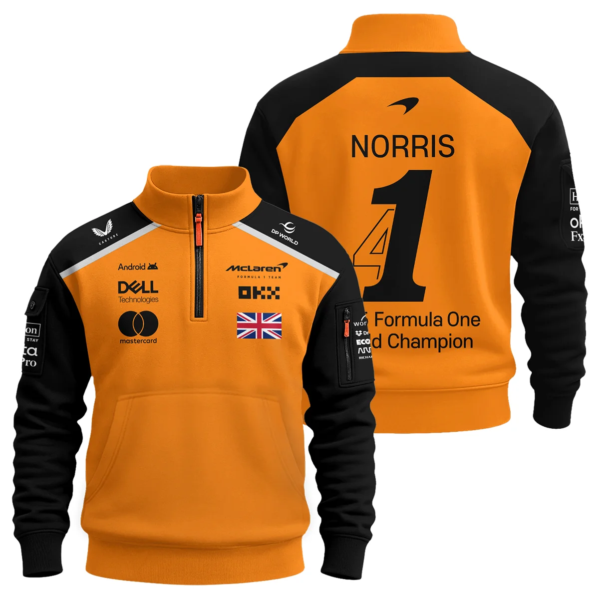 Champion From #4 to #1 Lando Norris McLaren F1 Team Sweatshirt Zipper BLNRWDCA1SHZ - Pit Lane Clothing