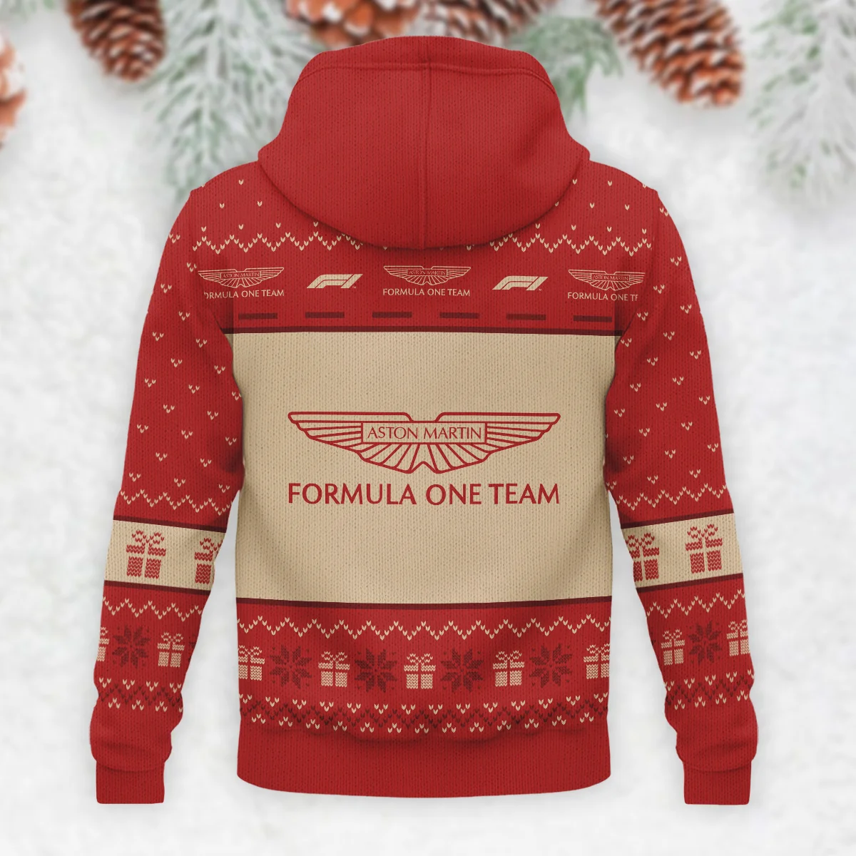 Christmas Aston Martin Formula 1 - Knitted Hoodie BLVAF12209250A14AM - Image 3