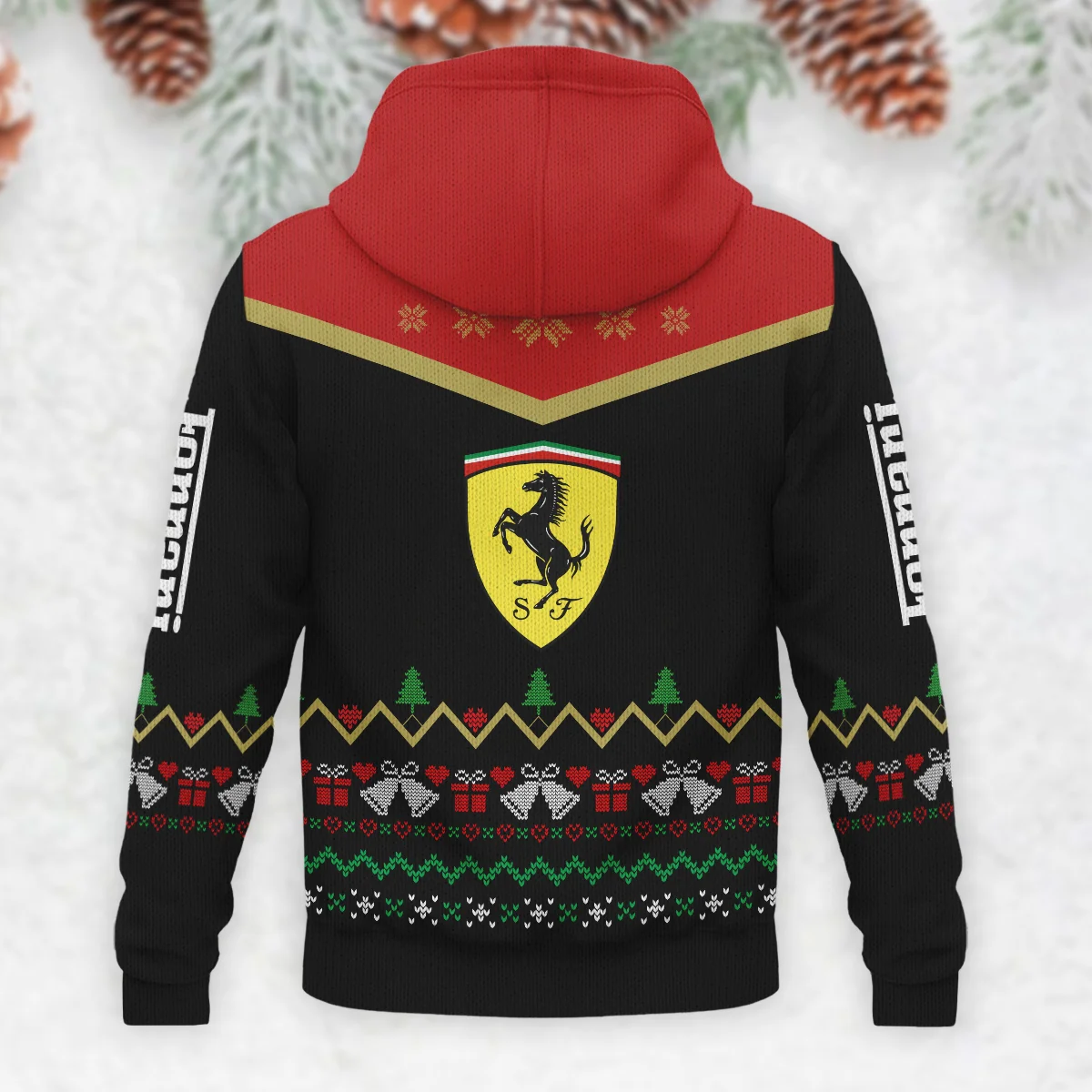 Christmas Gift Ferrari Formula 1 - Knitted Hoodie BLVAF12209250A7FRR - Image 3