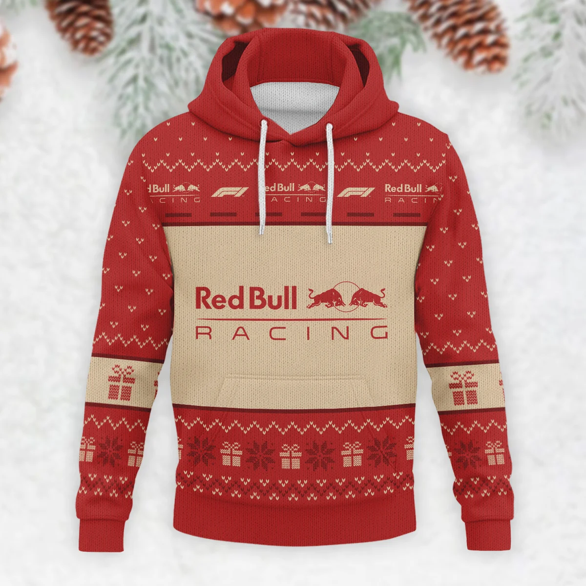 Christmas Red Bull Racing Formula 1 - Knitted Hoodie BLVAF12209250A14RBR - Image 2