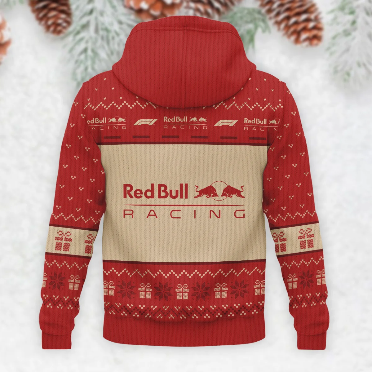 Christmas Red Bull Racing Formula 1 - Knitted Hoodie BLVAF12209250A14RBR - Image 3