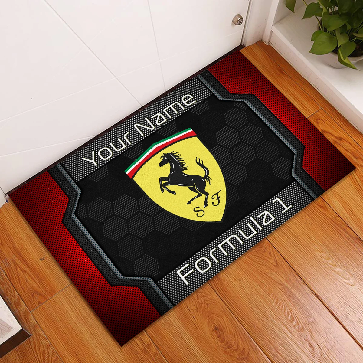 Custom Name Ferrari F1 Rubber Base Doormat - All Over Print BLF1139A2FRR - Image 2