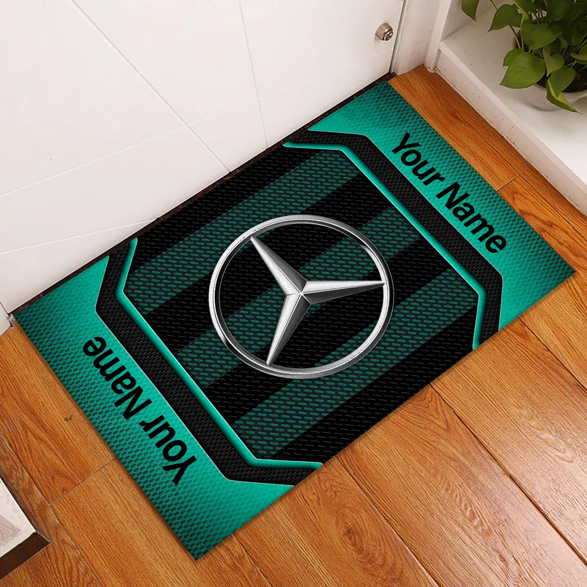 Custom Name Mercedes F1 Rubber Base Doormat - All Over Print BLF1139A4MER - Image 2
