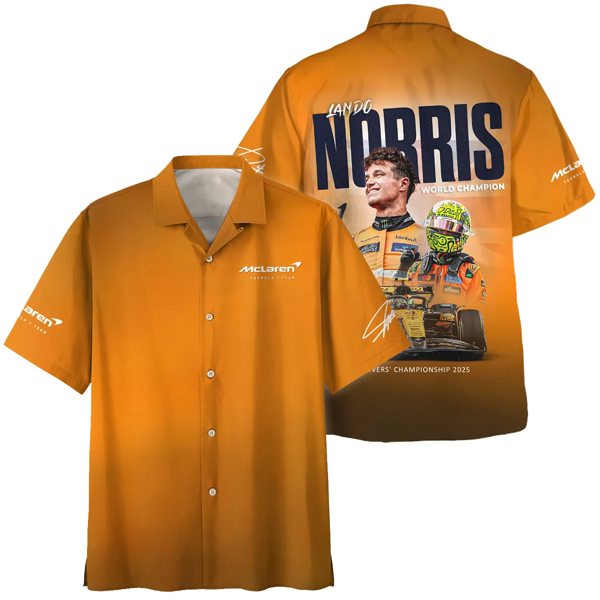 F1 Drivers' Championship 2025 Lando Norris McLaren F1 Team Hawaiian Shirt BLNRWDCA10HW - F1 Fan Gear