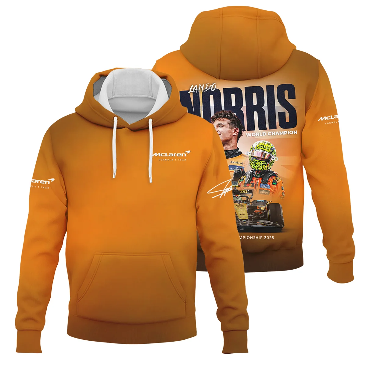 F1 Drivers' Championship 2025 Lando Norris McLaren F1 Team Hoodie BLNRWDCA10HD - Trackside Outfit
