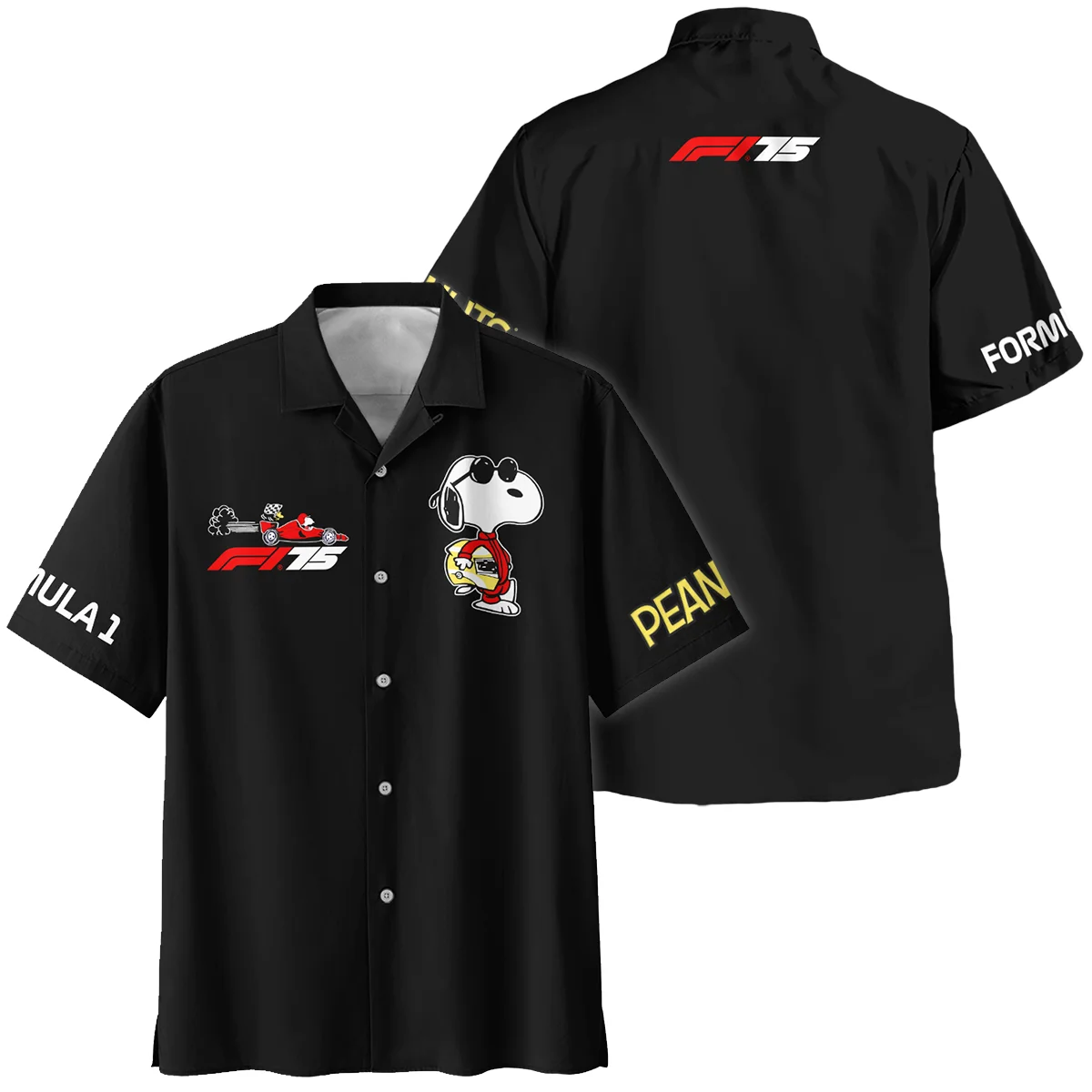 F1 x Snoopy Peanuts Pit Crew Joe Cool Hawaiian Shirt BLF112925A1HW - Formula Racing Apparel