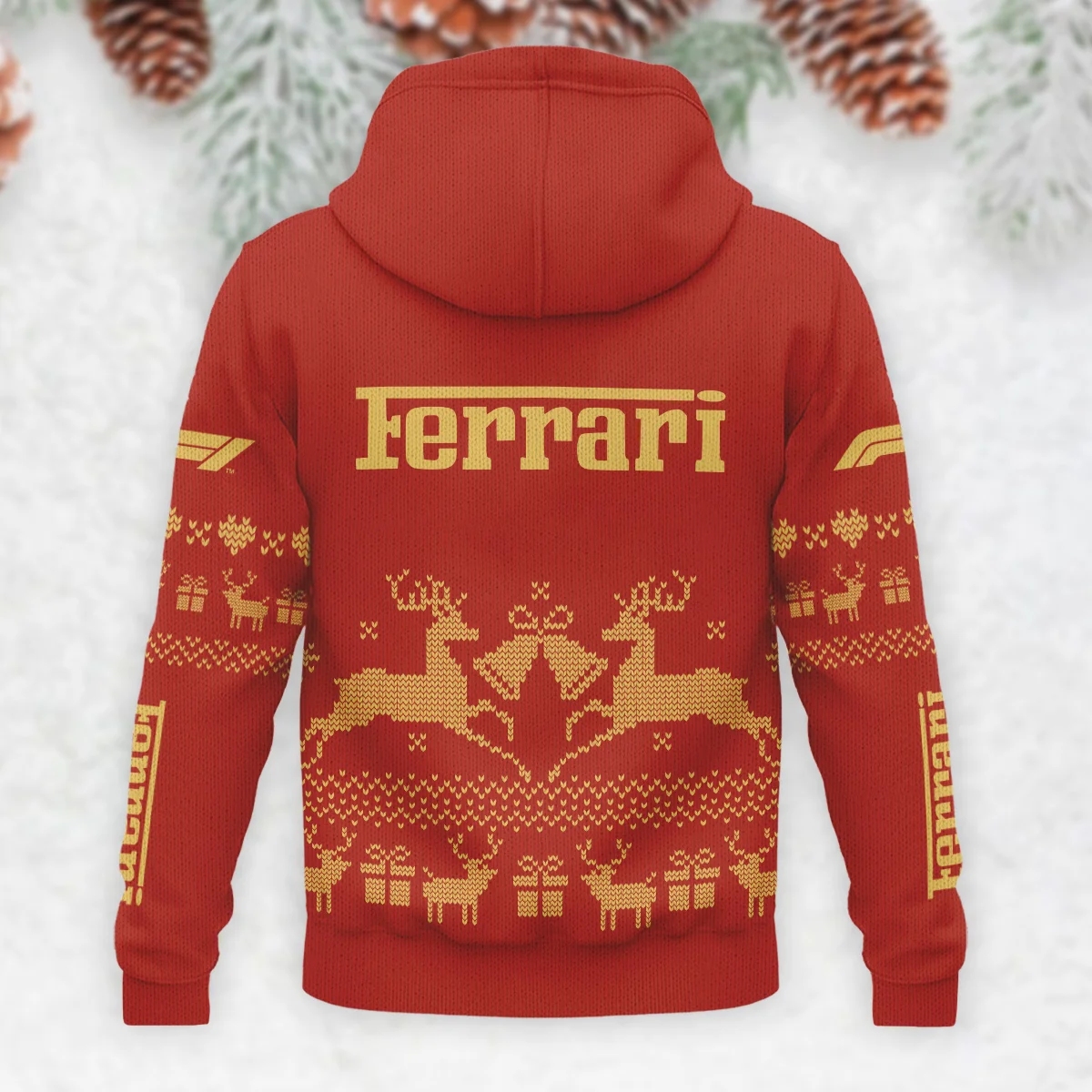 Festive Christmas Ferrari Formula 1 - Knitted Hoodie BLVAF12209250A6FRR - Image 3