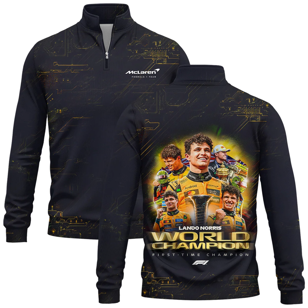 First Time Champion Lando Norris McLaren F1 Team Quarter-Zip Sweatshirt BLNRWDCA11QZS - Motorsport Apparel