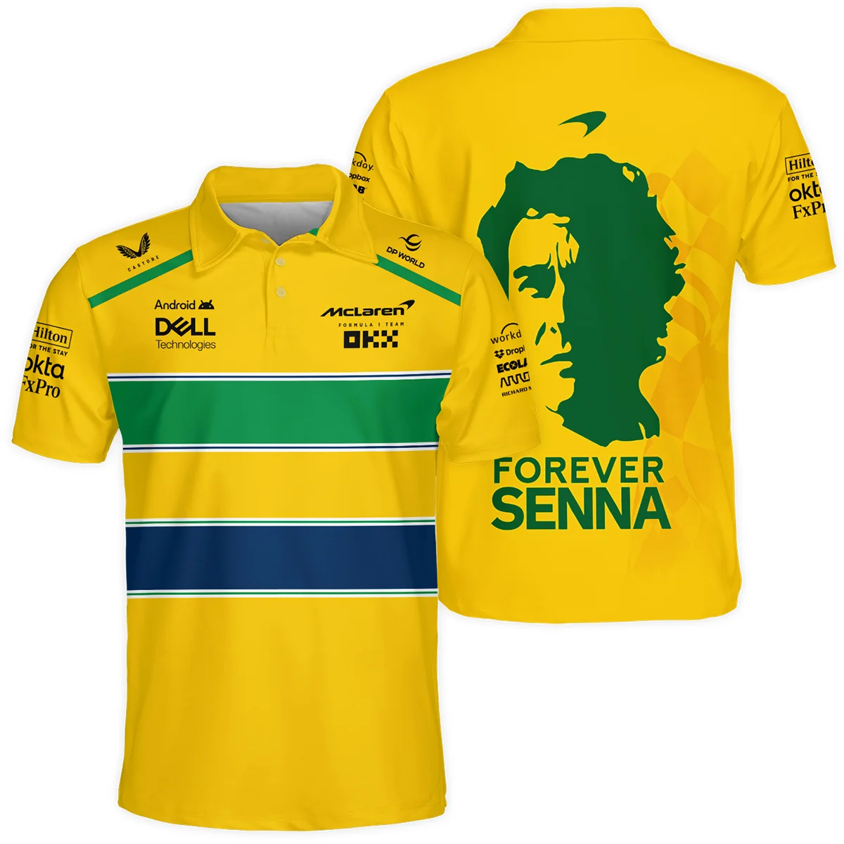 Forever Ayrton Senna McLaren F1 Polo Shirt BLF13625A2PL - Motorsport Apparel