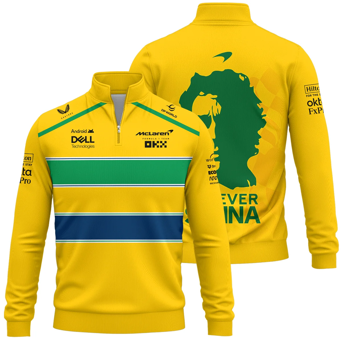 Forever Ayrton Senna McLaren F1 Quarter-Zip Sweatshirt BLF13625A2QZS - Racing Lifestyle Clothing