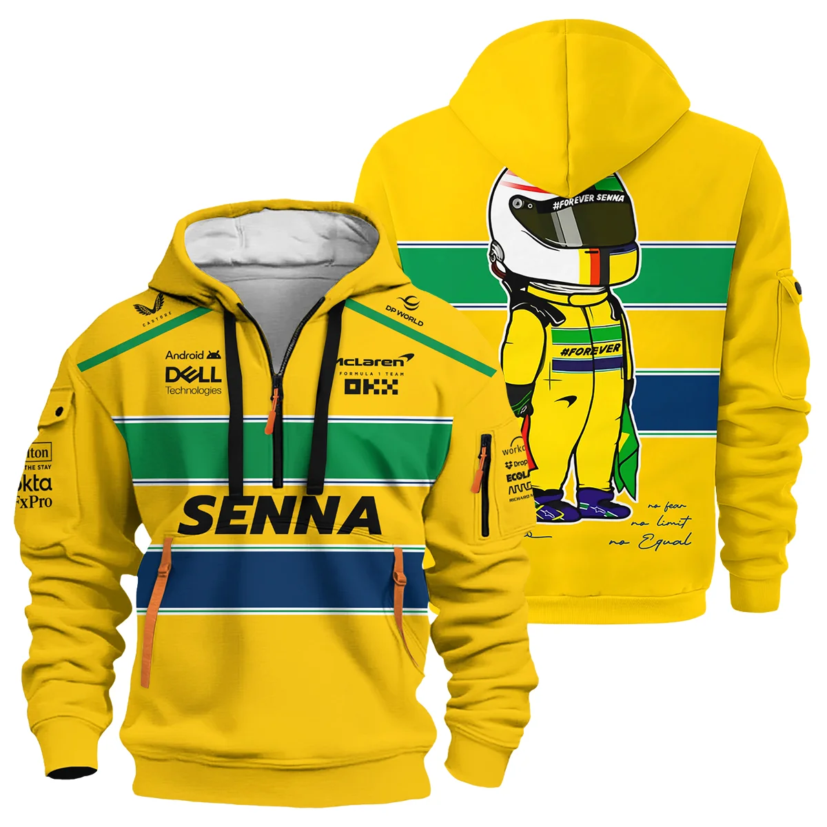 Forever Senna McLaren F1 Hoodie Half Zipper BLF13625A3HDF - Race Day Design