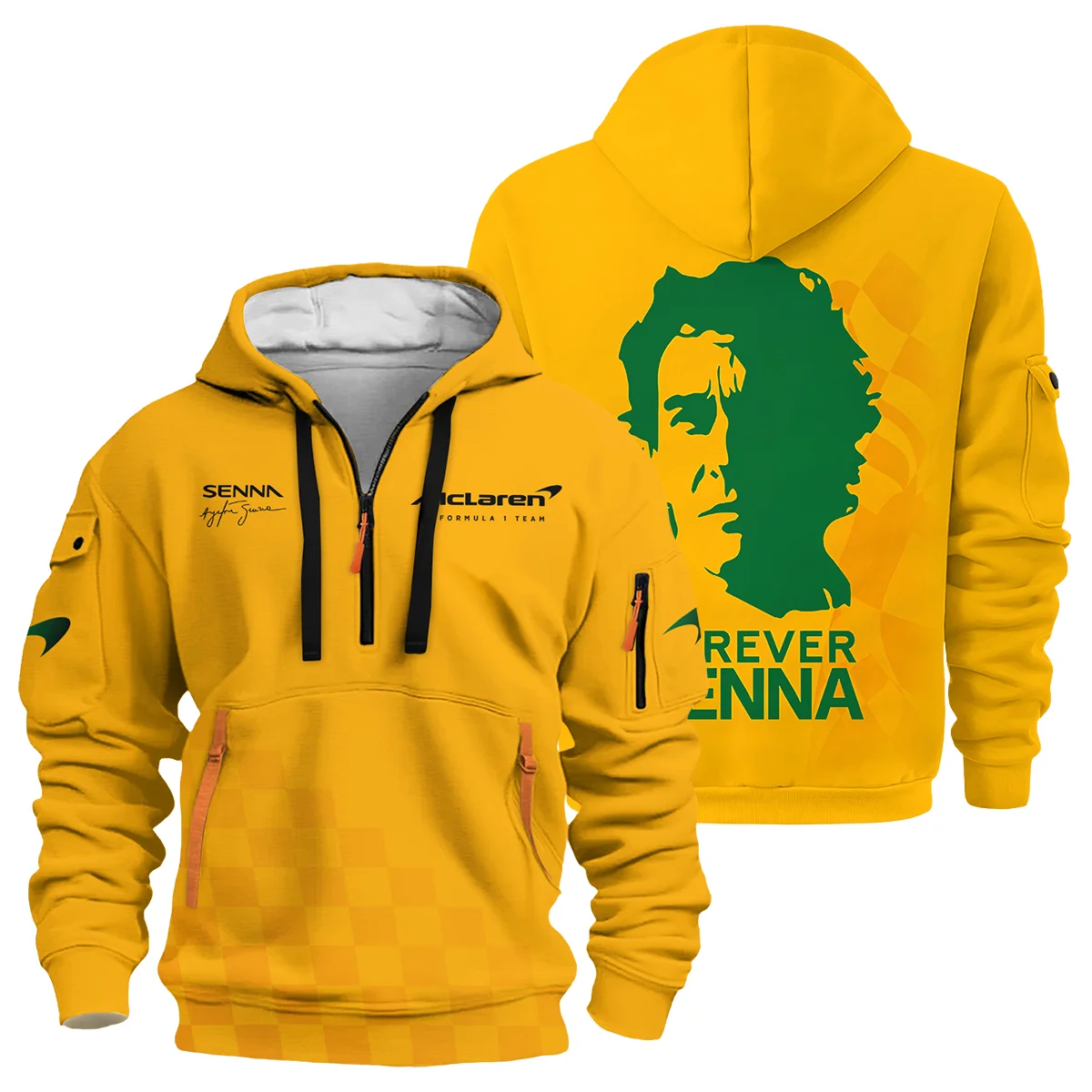 Forever Senna McLaren Formula One Hoodie Half Zipper BLF1190525A3HDF - Race Day Design