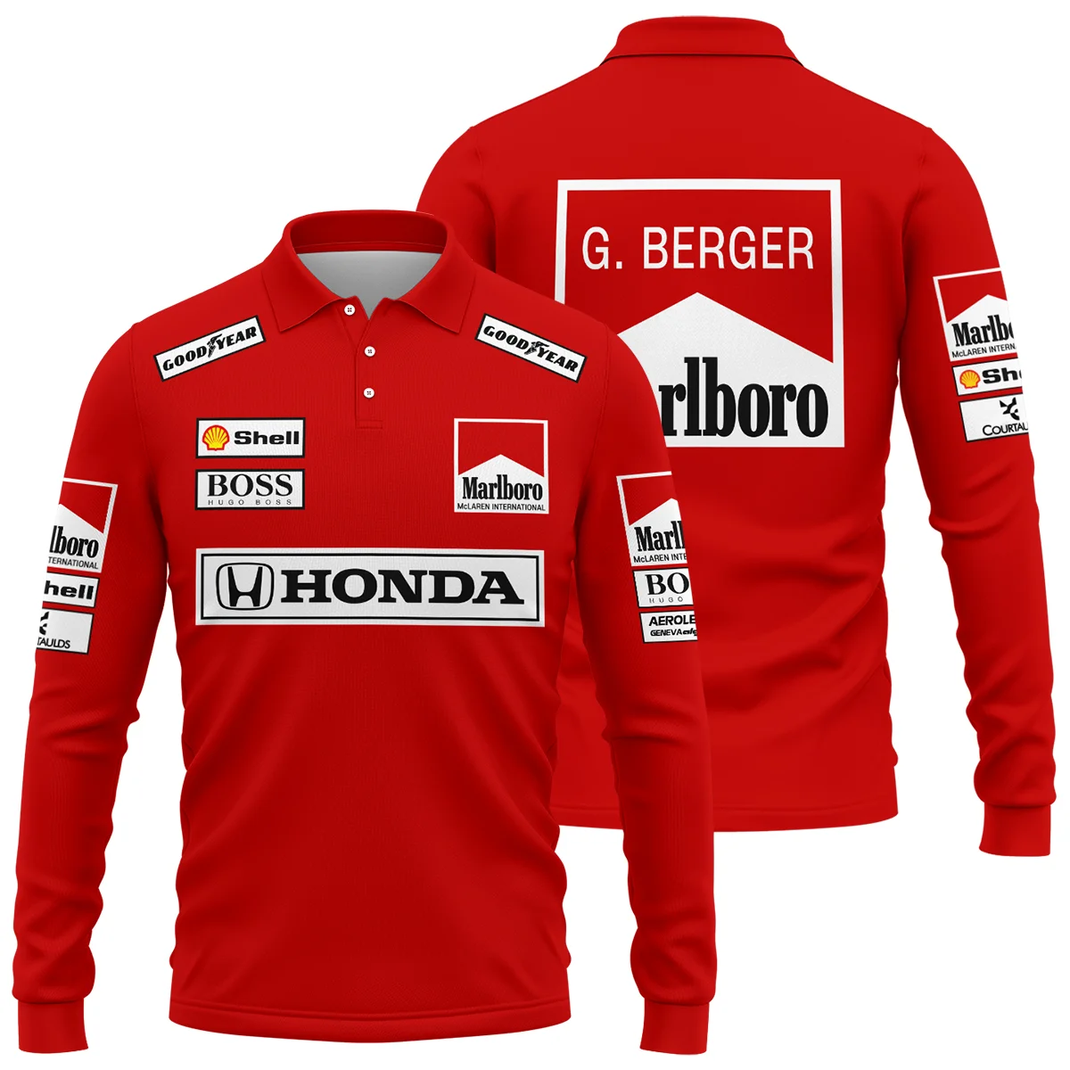 Gerhard Berger McLaren F1 Teamwear Long Polo Shirt BLGB261025A2LPL - Pit Lane Clothing