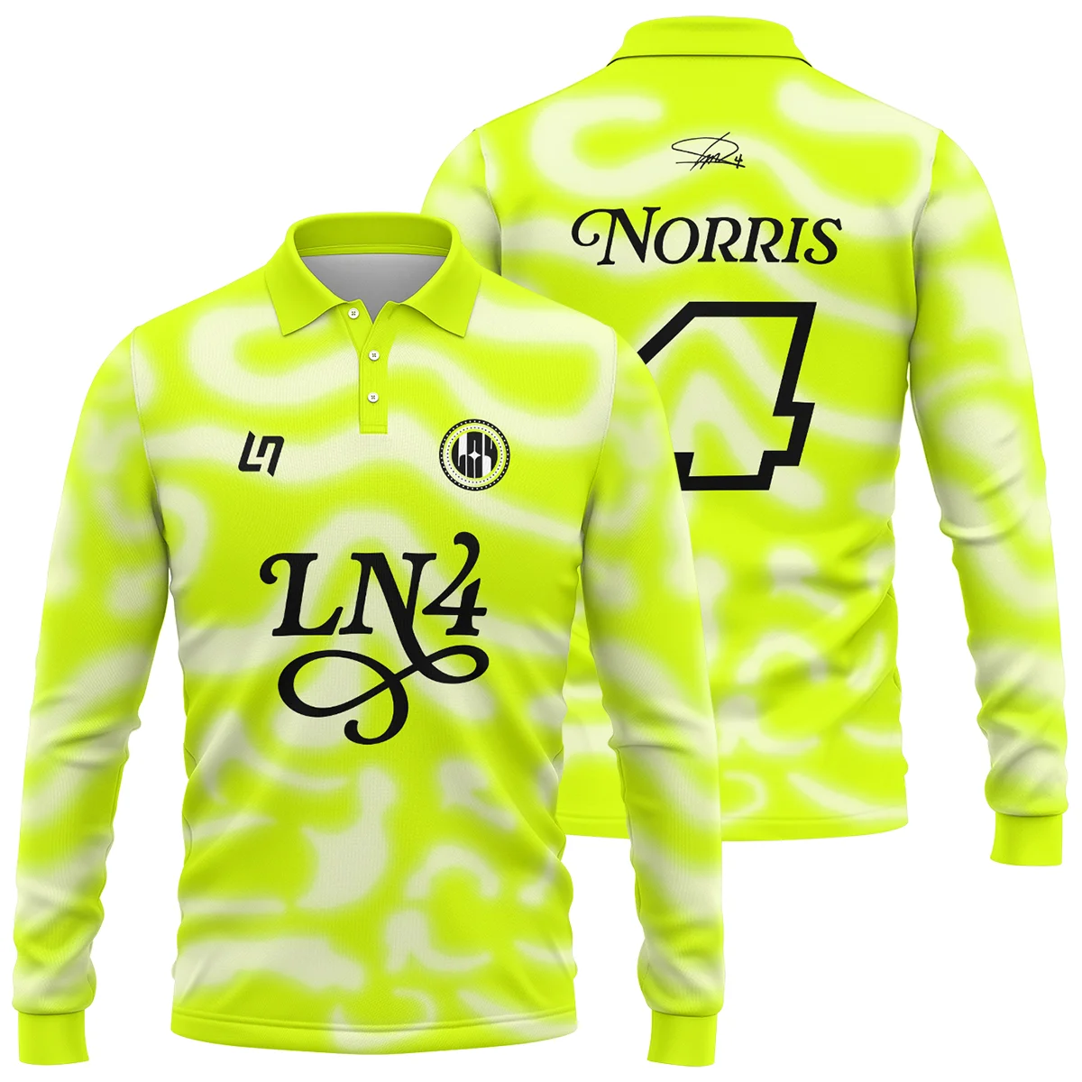 Grandstand '25 Lando Norris Long Polo Shirt BLNR14925A6LPL - Race Day Design