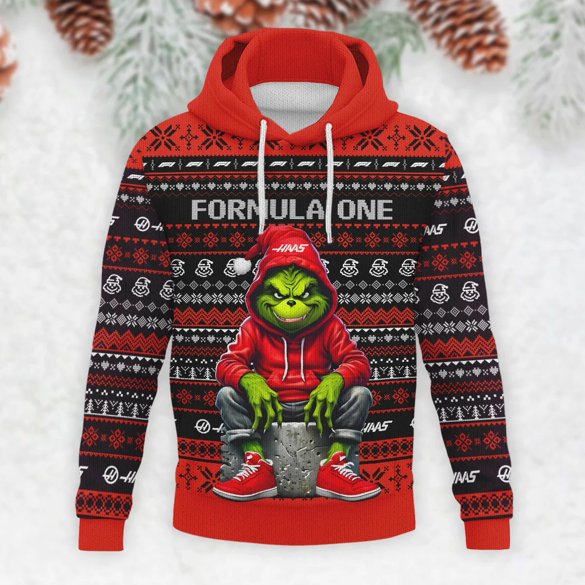 Grinch x Haas Formula 1 - Knitted Hoodie BLVAF12209250A18HAAS - Image 2