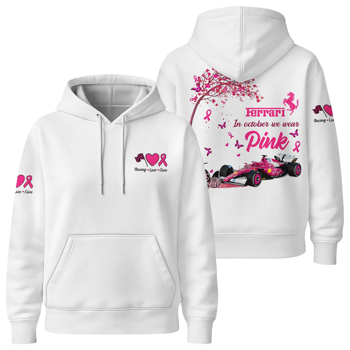 In October We Wear Pink Ferrari Women Hoodie BLFRR7925A1HD - Racing Lifestyle Clothing