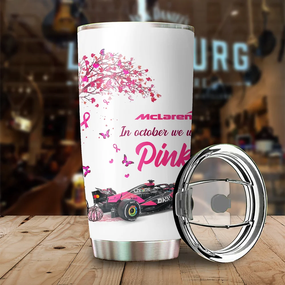 In October We Wear Pink McLaren Stainless Steel Tumbler 20oz 30oz BLMCL7925A1TBL - Motorsport Lifestyle Wear