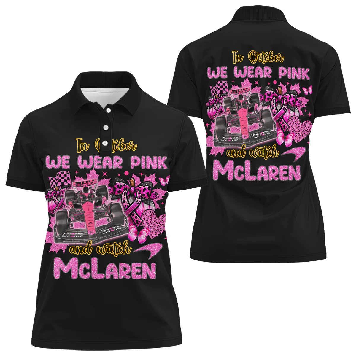 In October We Wear Pink McLaren x Pumpkin Women Polo Shirt BLMCL7925A2PL - Race Day Outfit