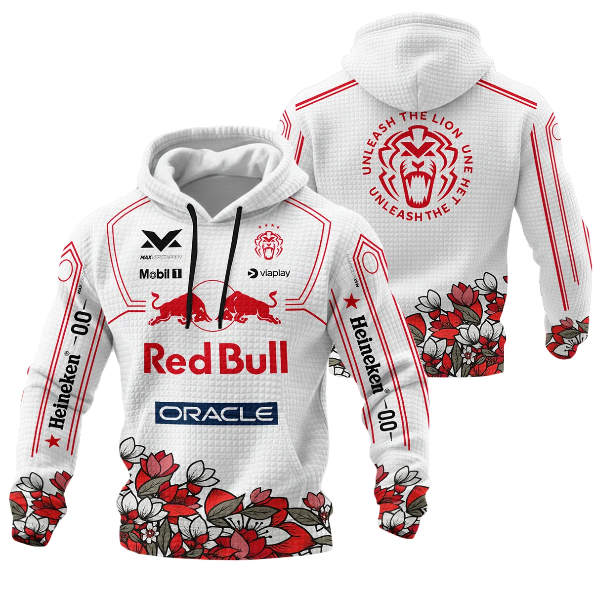 Japanese GP Unleash The Lion Max Verstappen Red Bull Racing F1 Hoodie Quilted Waffle BLVAMV281125A5HQW - Formula Racing Apparel