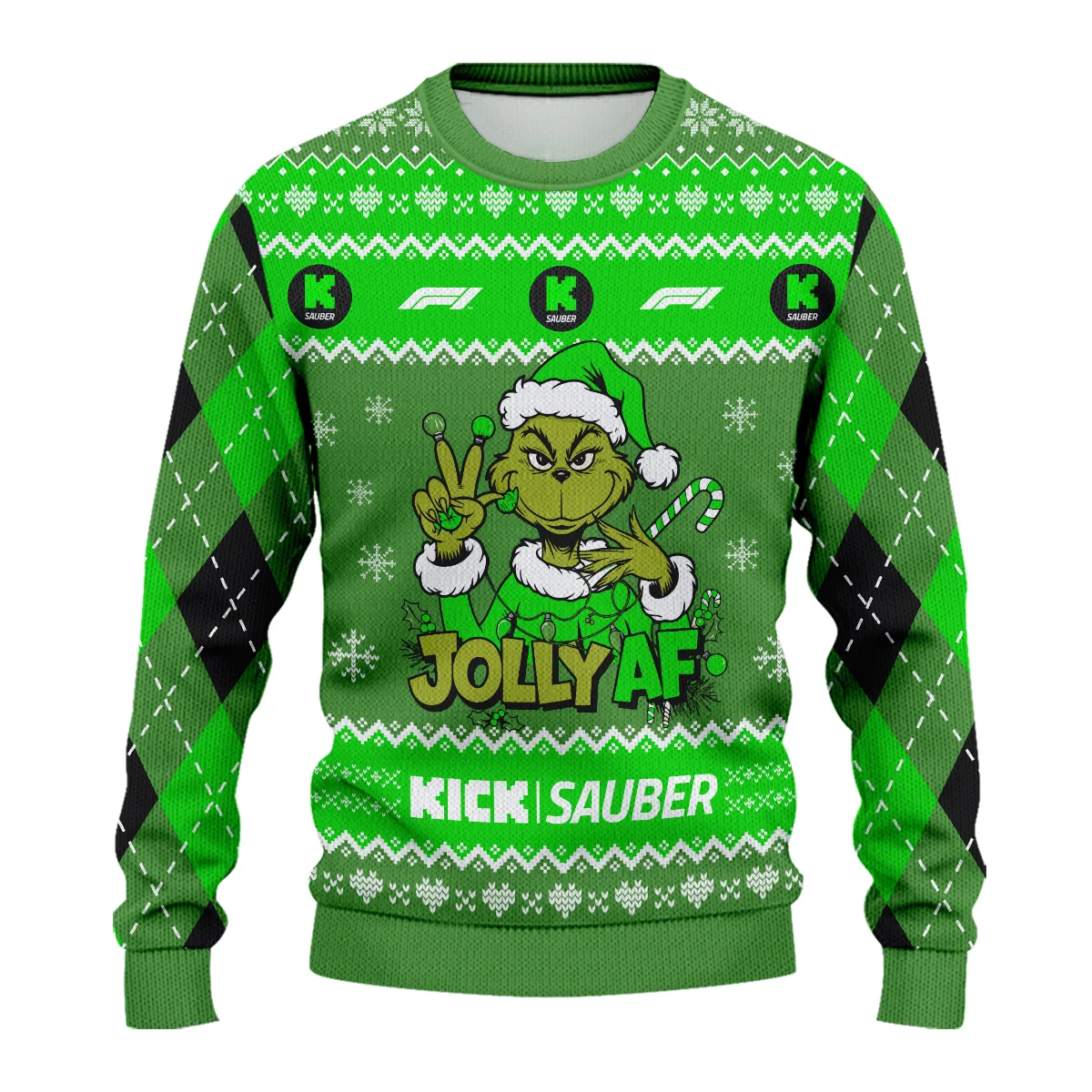 Jolly AF The Grinch Kick Sauber Formula 1 - Ugly Sweater BLVAF1220925A16KS - Image 2