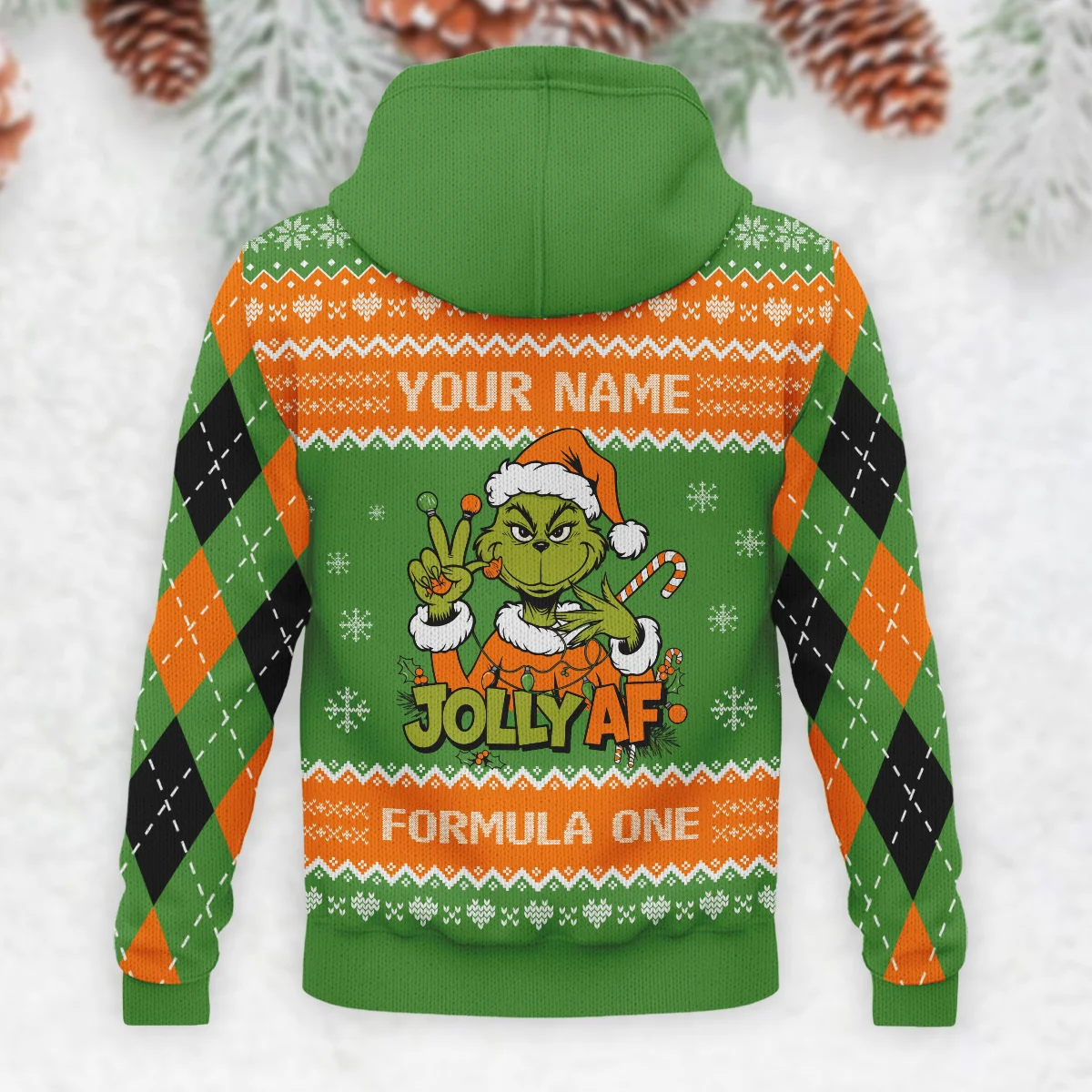 Jolly AF The Grinch McLaren Formula 1 - Knitted Hoodie BLVAF12209250A16MCL - Image 3